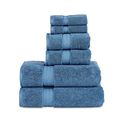 800 GSM 6 Piece Towels Set, 100% Cotton, Premium Hotel & Spa Quality, Highly Absorbent, 2 Bath 27” x 54”, 2 Hand Towel 16” x 28” and 2 Wash Cloth 12” x 12”. Blue Color
