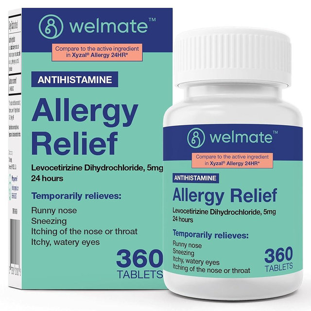 WELMATE - Levocetirizine Dihydrochloride 5mg (360 ct) - Non Drowsy Allergy Medicine - 24 Hours - Antihistamine - Generic Allergy Pills - Over-The-Counter Medication