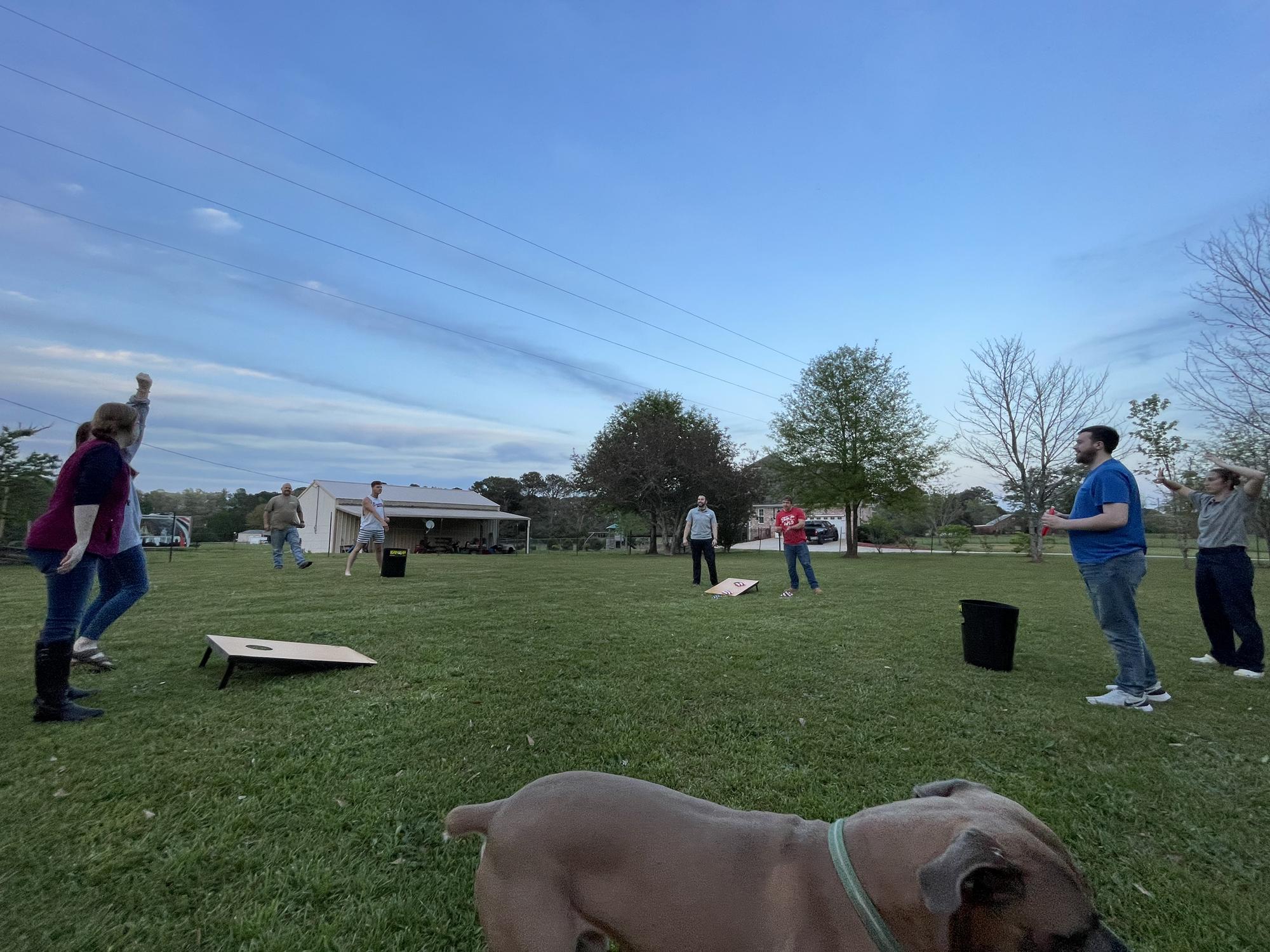 Corn hole with small group!