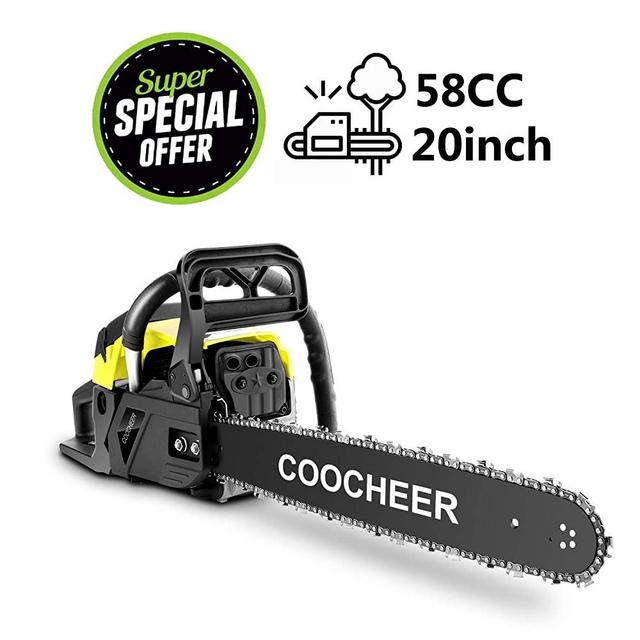 Yiilove 20" 58CC Gas Powered Chainsaw 2 Stroke Handed Petrol Gasoline Chain Saw for Cutting Wood with Tool Kit (Green)