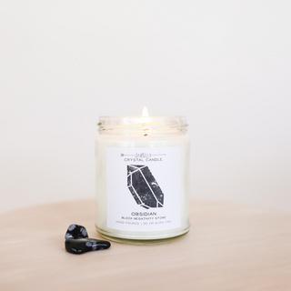 Obsidian Crystal Candle