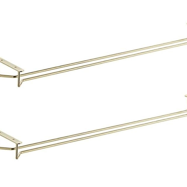 Soro Essentials- 24" Glass Hanging Stemware Rack Brass Plated Set of 2- Wine Glass Hangers Under Shelf Cabinet Wire Wine Holder Storage Hanger for Cabinet Kitchen Bar or Home
