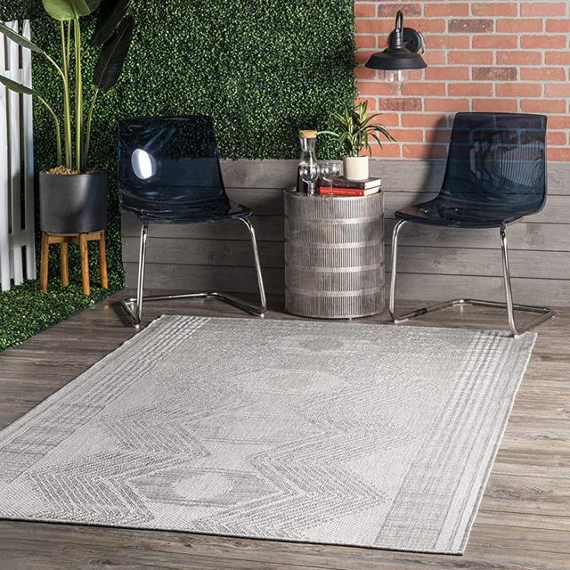 nuLOOM Ranya Tribal Indoor/Outdoor Area Rug, 8' x 10', Light Grey