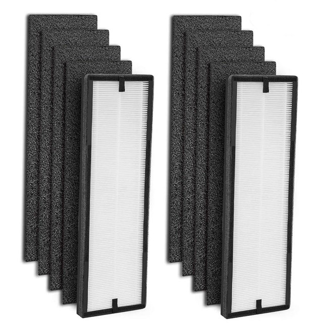 NEA-F1 HEPA Replacement Filter for Eureka NEA120 and Toshiba Smart WiFi Air Purifier，2 Pack NEA-F1 HEPA Filter and 8 Pack NEA-C1 Activated Carbon Replacement Filter