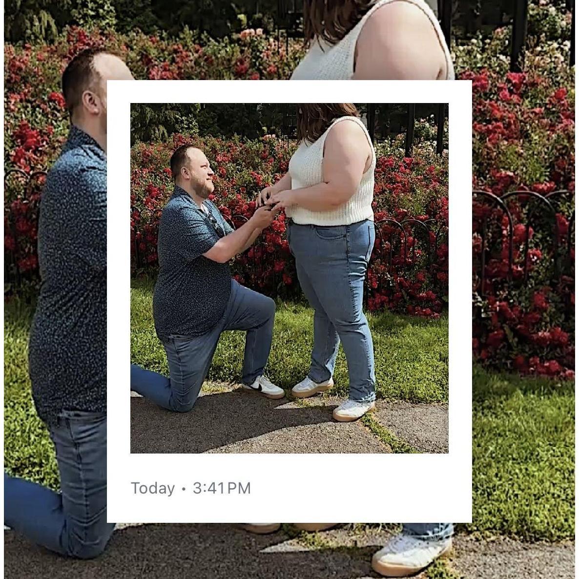 Blake proposed at the Park of Roses in Columbus OH