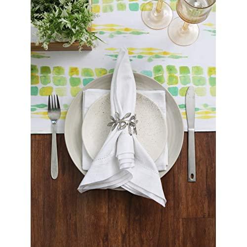 Ramanta Home 6-Pack 100% Slub Cotton Hemstitched Dinner Napkin Oversized 20x20 with Mitered Corners & Generous Hem - White