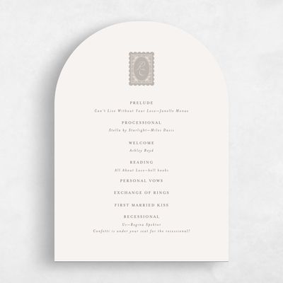Beige Arch Wedding Program - Poplar