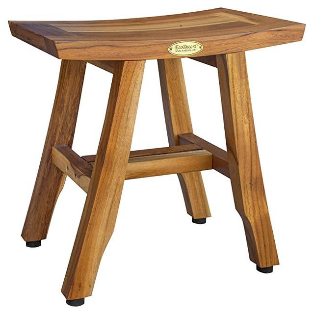 EcoDecors Satori Shower Stool, 14" Wide x 10" Deep x 15" Tall, Natural