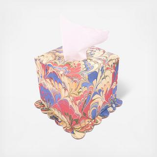 Hand-Marbled Scallop Tissue Box Cover