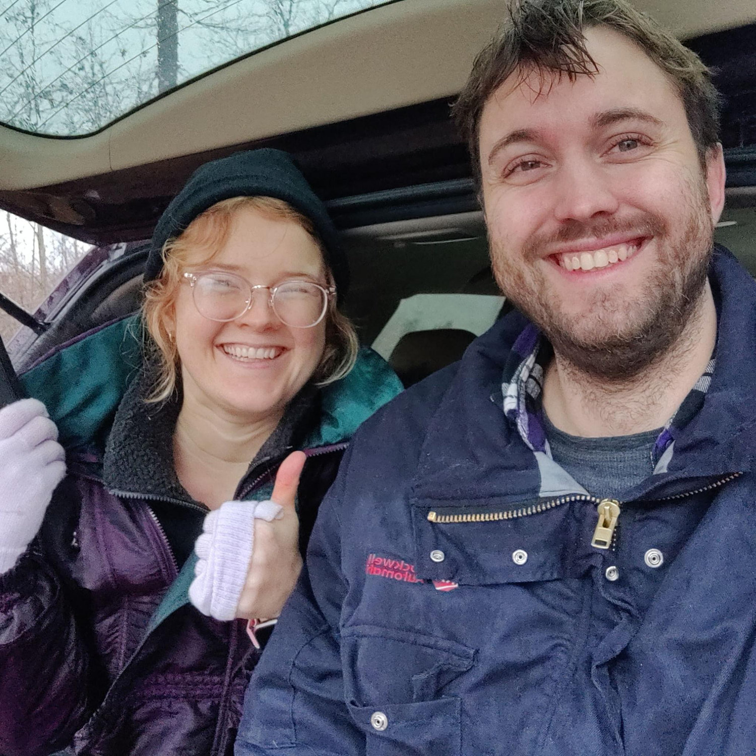 You wouldn't know from our smiles, but this pic was taken on my birthday after our car broke down on a snowy mountaintop in rural PA!