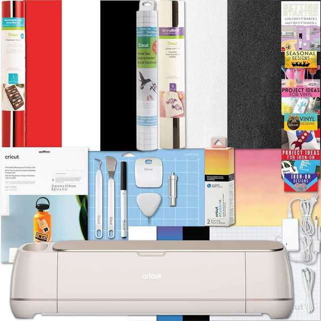 Cricut Maker 4 Machine Ultimate Bundle- Vinyl Sampler, Infusible Ink, Sticker Making Set, Iron-On Sampler Roll, Tools and Cutting Mats, Beginner Cutting Machine Set for Die-Cutting Projects