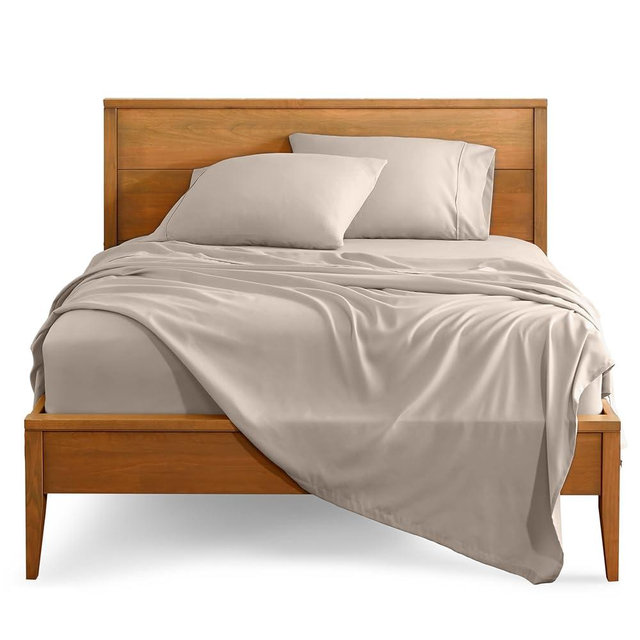 Bare Home King Sheet Set - Luxury 1800 Ultra-Soft Microfiber King Bed Sheets - Double Brushed - Deep Pockets - Easy Fit - 4 Piece Set - Bedding Sheets & Pillowcases (King, Pebble)