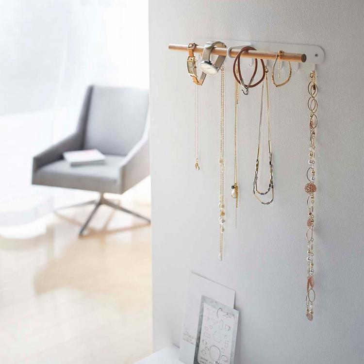 Hanging Jewelry Organizer Storage Roll With Hanger Metal Hooks Double-sided  Jewelry Holder For Earrings, Necklaces, Rings On Closet, Wall, Door, 1 Pie