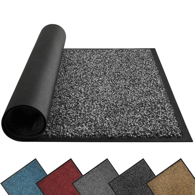 Mibao Front Door Mat, Dirt Trapper Welcome Mat for Outdoor Indoor, Non-Slip Waterproof Doormat, Durable Machine Washable Low Profile Entry Rug for Back Door Outside Patio Porch, 48" x 24", Grey