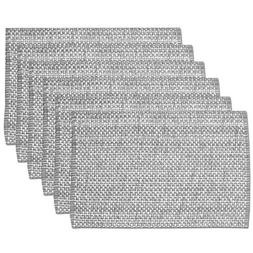 Sweet Home Collection Trends Two Tone 100% Cotton Woven Placemat (6 Pack), 13" x 19", Gray