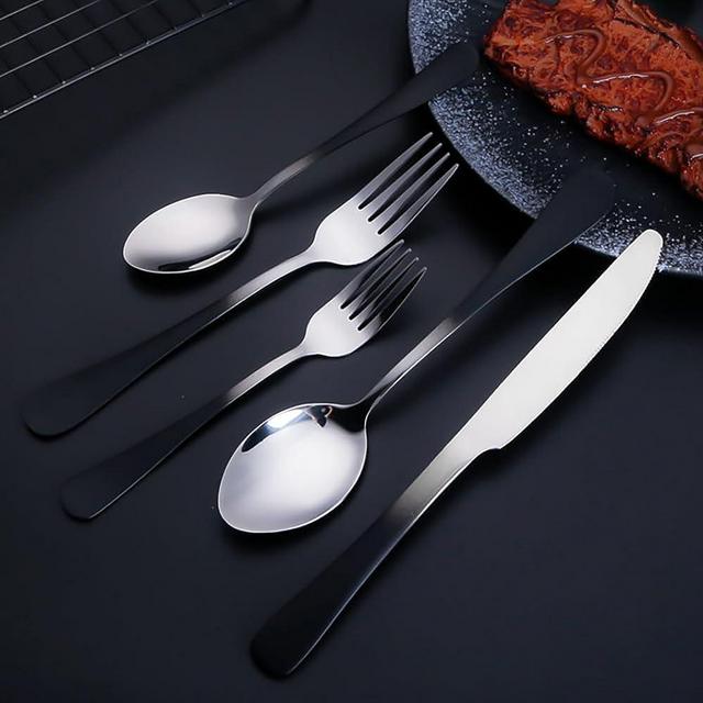 Black Silverware Set Flatware Sets 30 Piece Stainless Steel Service for 6 Modern Cutlery Utensils Set Mirror Polished TWEE Unique Tableware Set for Home Kitchen Restaurant Wedding