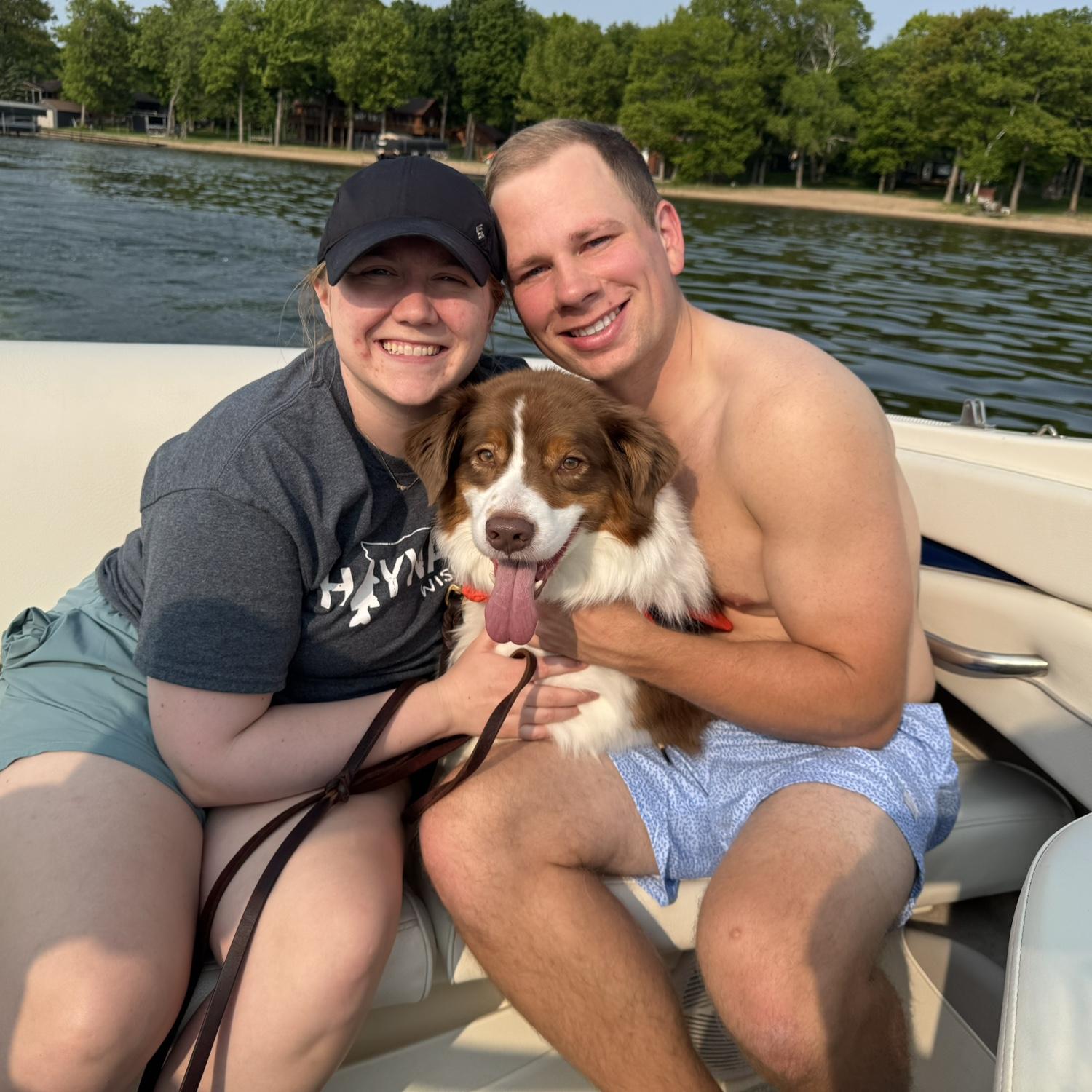 Gibby on the boat in Mille Lacs May 2025