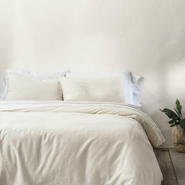 King Heavyweight Linen Blend Duvet Cover & Sham Set Natural - Casaluna™