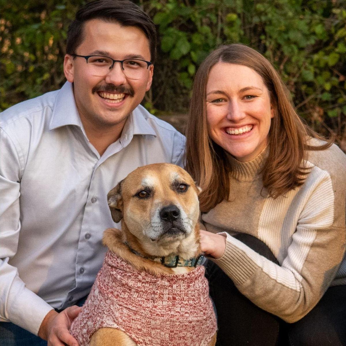 Alex & Kayla with the Ostermann family dog, Maizey.