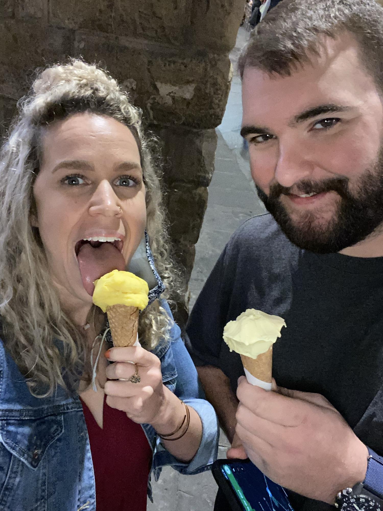 Enjoying some gelato in Florence, Italy