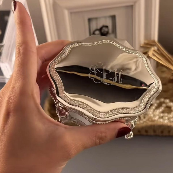Personalized Silver Plated 3 Jewelry Box: Victorian Style, Engraved Gift