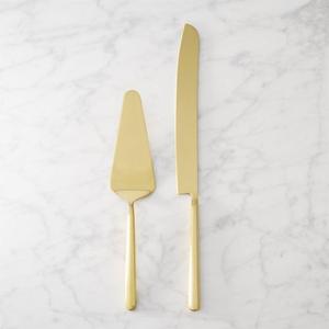 CB2 2-piece gold cake serving set