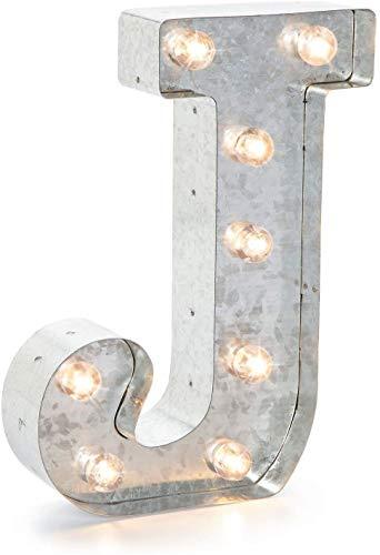 Darice Silver Metal Marquee Letter – J - 9.87” Tall, Galvanized Silver Finish