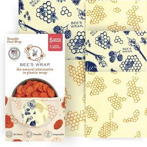 Bee's Wrap Beeswax Wraps for Food - Made in USA Reusable & Organic Food Wraps & Bowl Covers - Eco-Friendly Alternative to Aluminum Foil, Honeycomb & Bees + Bears Assorted 5 Pack (2L, 3M)