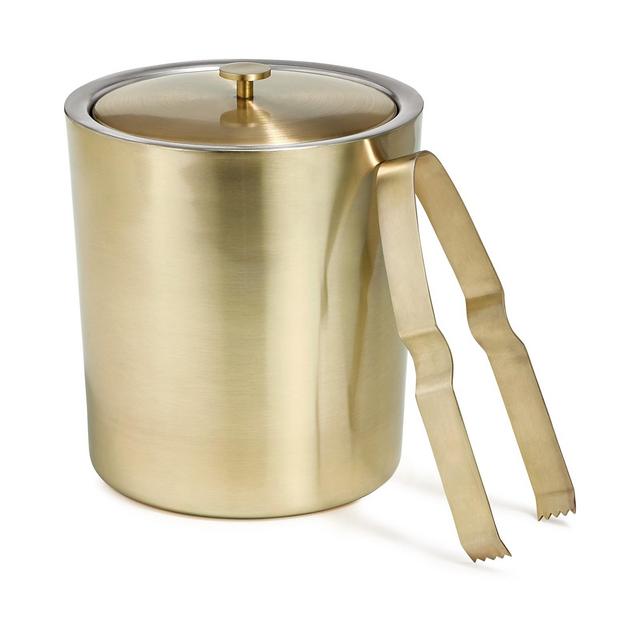 Martha Stewart Collection Gold-Tone Ice Bucket with Tongs, Created For Macy's