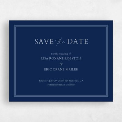 Navy, Blue Wedding Save the Date - Verona Type