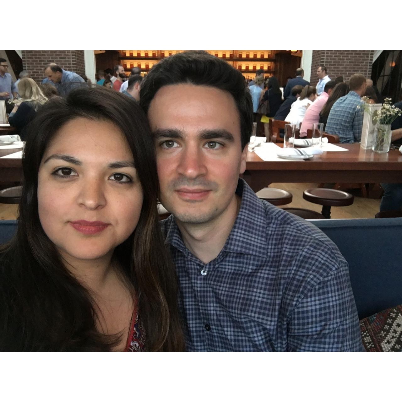 Our first picture together at Cindy’s in Chicago August 2019