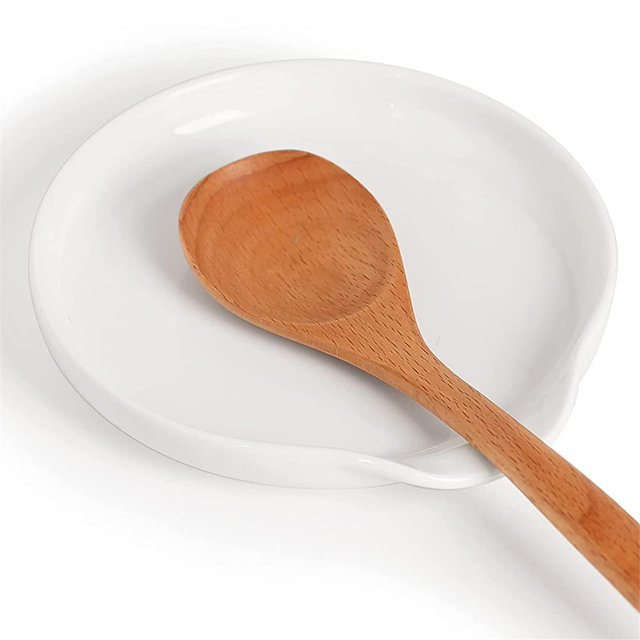 GDCZ Ceramic Spoon Rest for Stove Top - 5 Inches Large Spoon Holder for kitchen Counter, White Coffee Spoon Rest, Cooking Utensil Rest, Kitchen Accessories, Dishwasher Safe, Set of 1,White