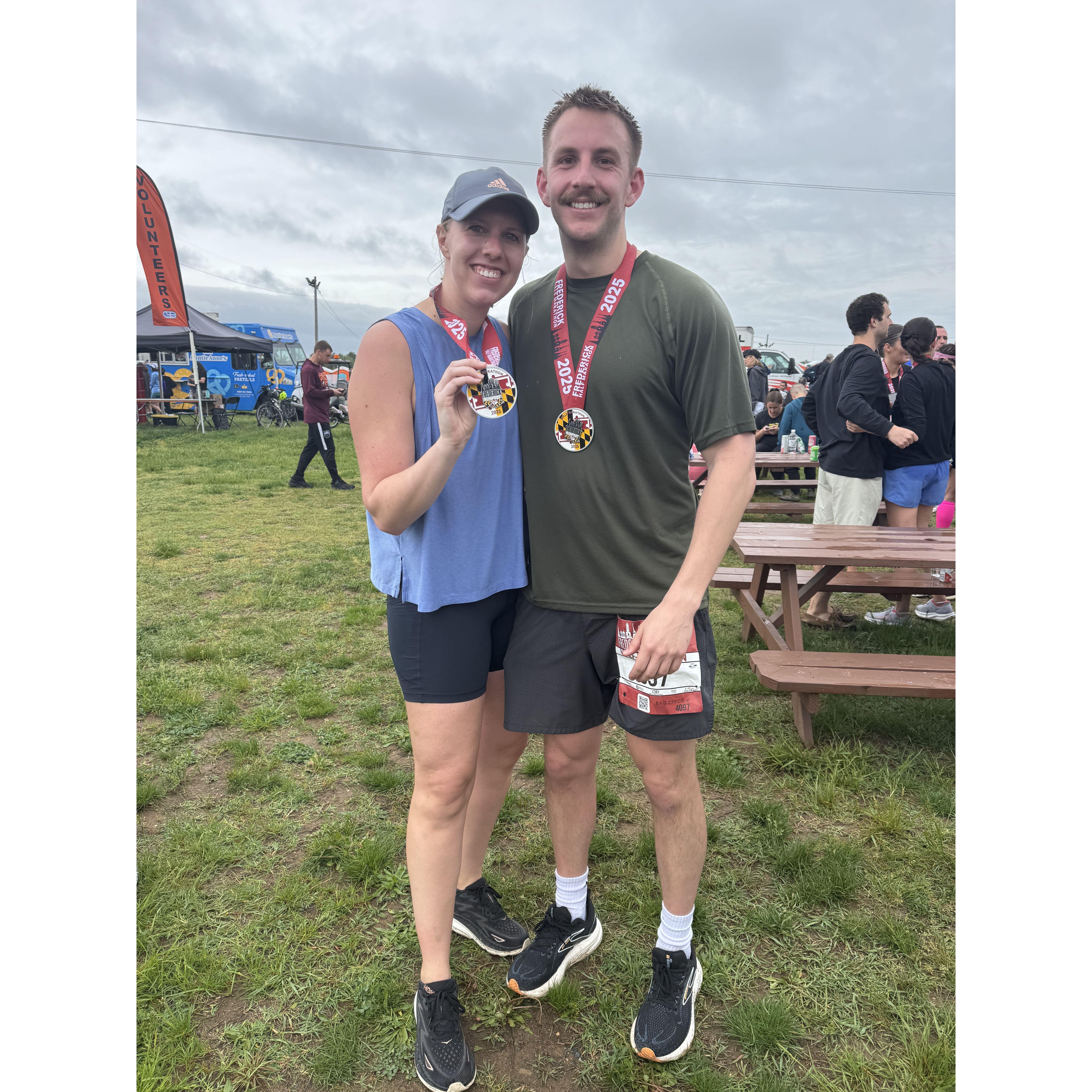 Convinced him to run a half marathon with me in May