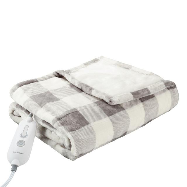 Brookstone® n-a-p® Heated Plush Throw in Ivory Plaid
