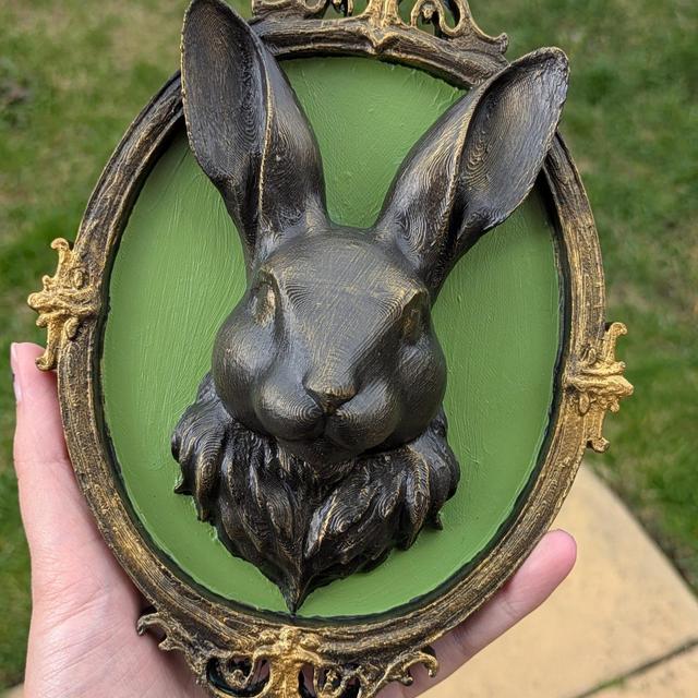 Gothic Rabbit Wall Plaque – Creepy Cute Hare Bust in Ornate Frame | Dark Home Decor