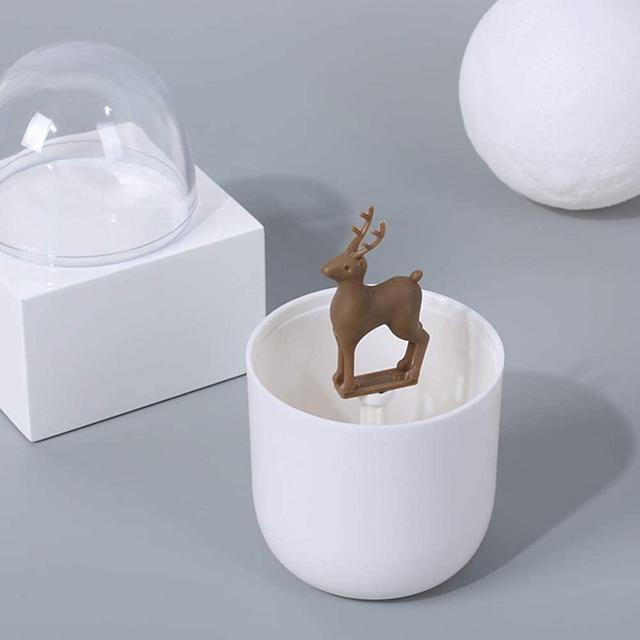 AKOAK 1 Pack Empty Four Season Plant Toothpick Box/Animal Cotton Swab Box, Reusable, Keeps Swabs and Toothpicks Clean and Easy to Store (Elk)