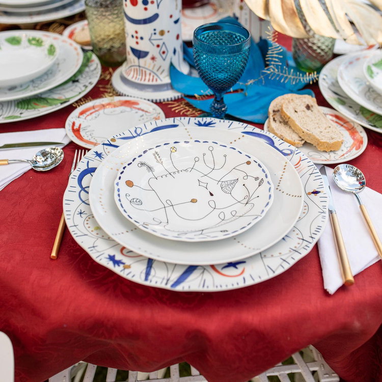 Vista Alegre, Folkifunki Dessert Plate Gold Dots | Zola