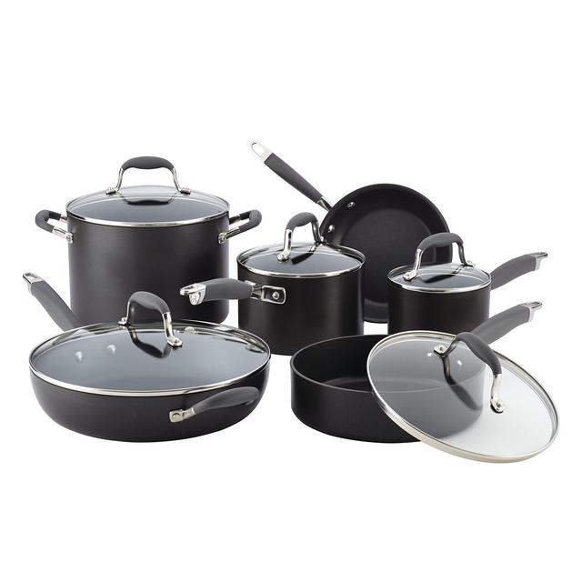 Anolon 82676 11-Piece Hard Anodized Aluminum Cookware Set, Gray