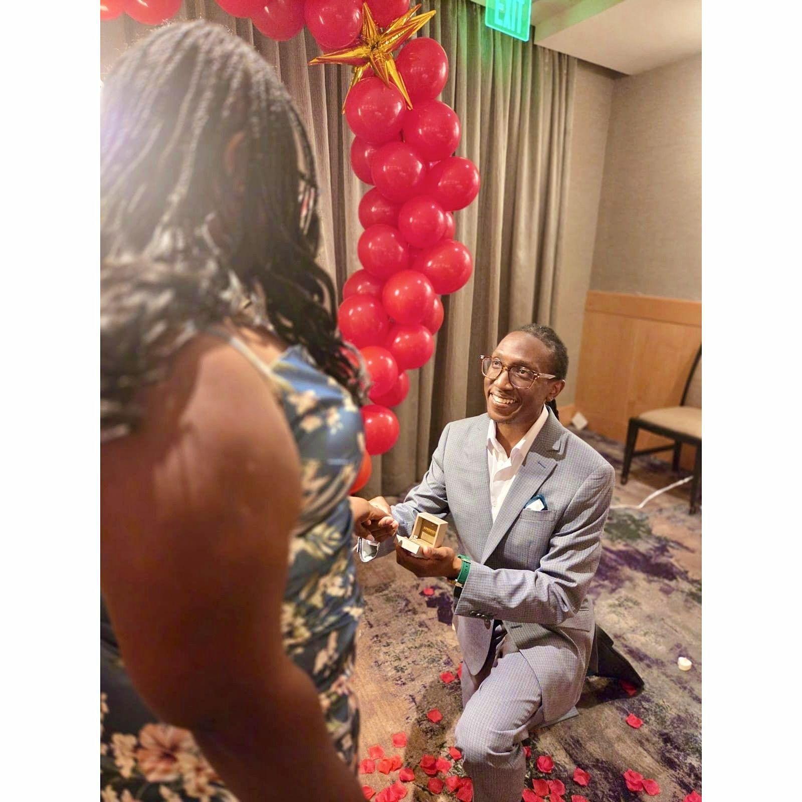 He popped the question...