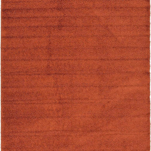 Unique Loom Solid Shag Collection Area Rug (10' x 13' 1" Rectangle, Terracotta)