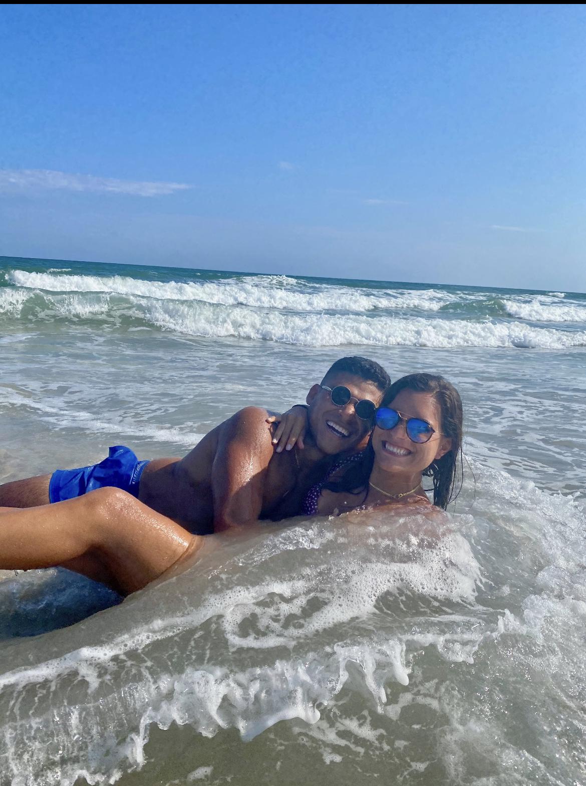 Brice's first beach trip.