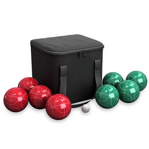 Hey! Play! 80-76090 Bocce Ball Set- Outdoor Family Bocce Game for Backyard, Lawn, Beach & More- 4 Red & 4 Green Balls, Pallino & Carrying Case