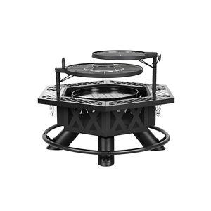 HeatMaxx Outdoor Wood Burning Fire Pit with Cooking Grill, 37.4 in. Black, Hex-Shaped Ranch Fire Pit at Tractor Supply Co