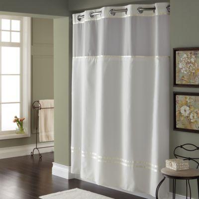 Hookless® Escape 71-Inch x 74-Inch Fabric Shower Curtain and Shower Curtain Liner Set in White