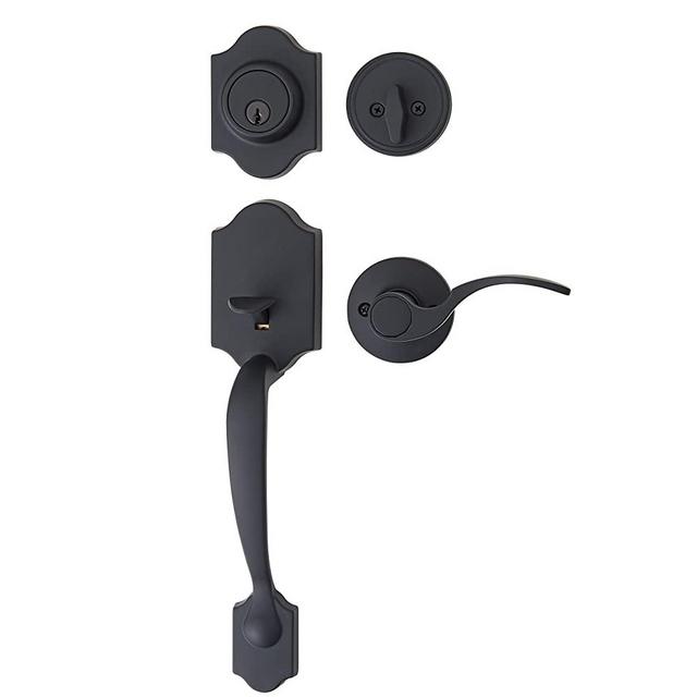 AmazonBasics Handleset with Shelby Lever - Single Cylinder - Matte Black