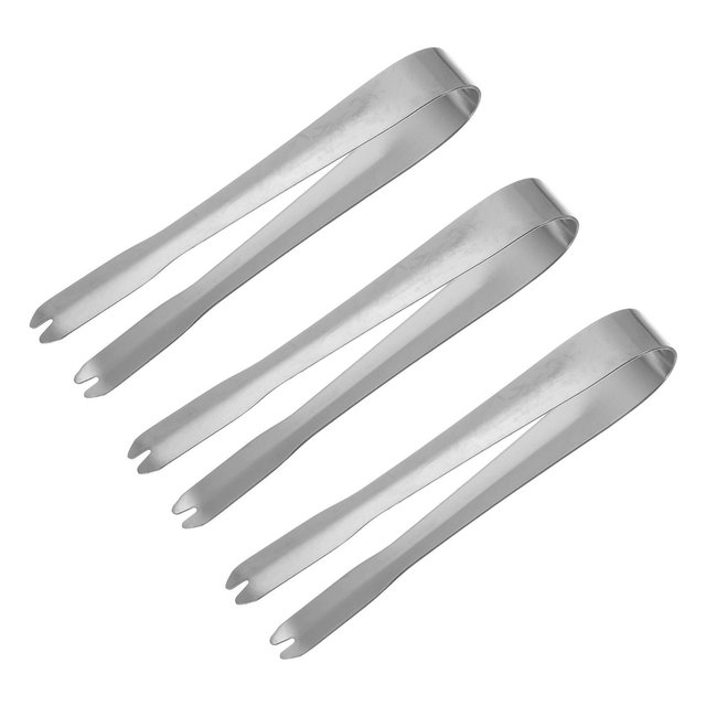 Unique Bargains 410 Stainless Steel Ice Tongs for Appetizers, Charcuterie, Dessert, Tea Party, Bar, Cafe Serving 5.2" Silver 3 Pcs