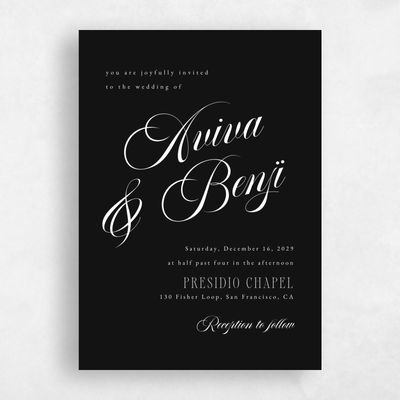 Black Wedding Invitation - Lille Portrait