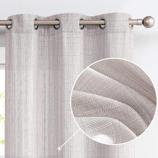 CURTAINKING Linen Textured Curtains 63 inches Light Grey Bedroom Living Room Window Curtain Set Light Filtering Drapes Grommet Top 2 Panels