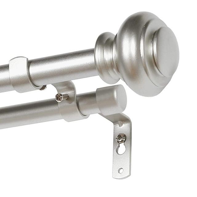 H.VERSAILTEX Elegant Window Treatment Double Curtain Rods, 3/4 - Inch Diamter, 48 - Inch to 84 - Inch, Nickel - Metal Rod and Hardware with Resin Finials