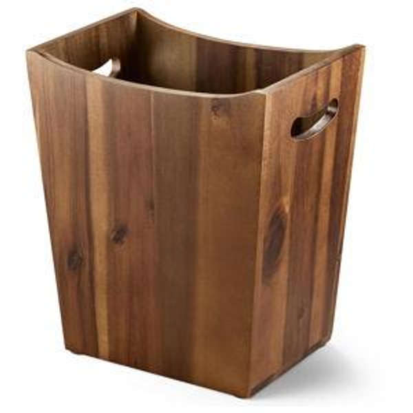 2 Gallon Walnut Wooden Bin, Wastebasket – Small Trash Can, Decorative Bathroom Trash Can, Waste Basket for Bedroom, Office Garbage Can, Wood Bathroom Accessories, Boho Bedroom Decor